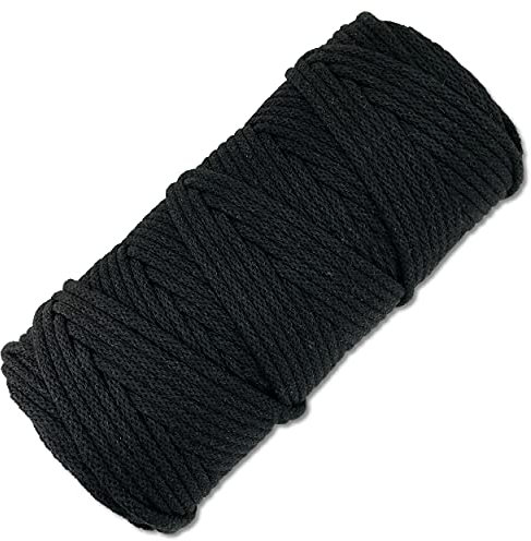Baumwollkordel 100 Meter in 5 mm Makramee Kordel Baumwollseil Schnur Basteln DIY Schnur Turnbeutel (Schwarz 029)