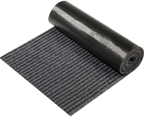Nuanchu Large Semi-Finished Striped Doormat Waterproof Entry Mat with Rubber Lining, Indoor and Outdoor Mat for Wet Weather, Entrance Shoe Scraper, Kitchen, 24 x 35(Gray,1 Roll)