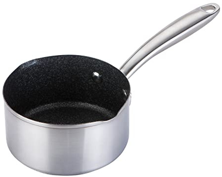 Prestige Kratzschutz, Antihaft-Milchtopf mit Schüttrand, 14 cm, Edelstahl-Milchtopf, kratzfest, geeignet für alle Herdarten, ofen- und spülmaschinenfest, langlebiges Kochgeschirr