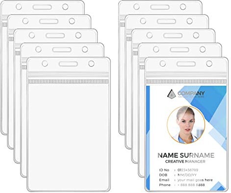 Vicloon Ausweishüllen, 10 Stück Ausweishalter Transparente Kartenhülle Wasserdichten Kartenhalter Kartenhüllen Vertikal Ausweiskarte Schutzhülle ID Card Holder