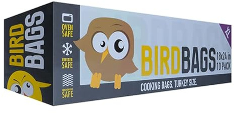 BirdBags Turkey Bags, 18” x 24” 10 Pack, USA & EU-Approved, Freezer Safe, Oven Safe, Great Heat-Safe 450*F Cooking Bags for Oven & Turkey Brining, Heavy Duty Oven Bags for Turkey