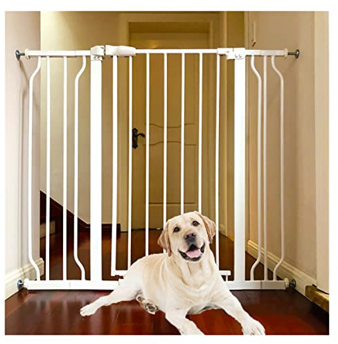 JIAYING Treppengitter für Hunde,29-33 Zoll Hundeschutzgitter,Druckmontiertes Metall-Kindergitter,Kein Bohren (Color : White, Size : 74-85.9cm)
