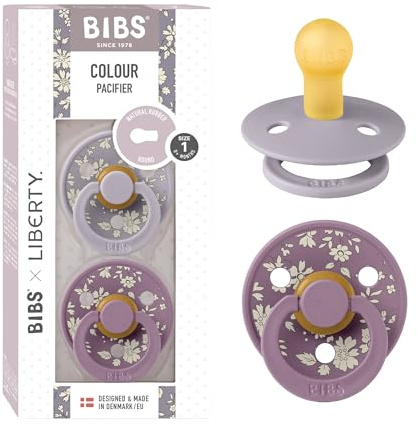 BIBS Liberty Dummies | 2 Colour Natural Rubber Latex Soothers | BPA Free Dummy | Round Nipple Pacifier | Designed & Made in Denmark | Capel Fossil Grey | Size 1 | 0+ Months