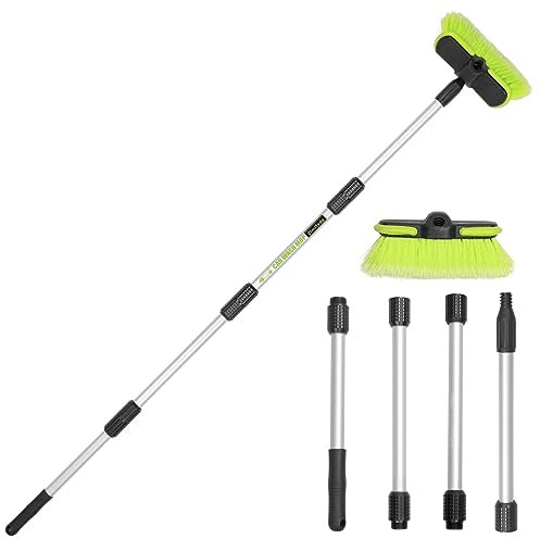 165cm Spazzola Lavaggio Auto Manico Telescopico Lungo Spazzolone Camper per Lavaggio in Setole Morbide con 4 Postazioni Manuali Kit Pulizia Pannelli Fotovoltaici per Camion SUV RV,Rimozione della Neve