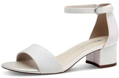Tamaris dam M2820142 sandaler med klack, 172 White Glam, 37 EU