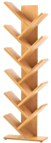 Magazinständer Broschürenhalter 6-stufiges hohes Baum-Bücherregal, bodenstehendes Eck-Bücherregal, Heimbüro-Wohnzimmer-Buchaufbewahrungsorganisator-Präsentationsständer for CD/Magazine/Alben/Dateien