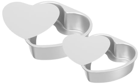 BESTonZON 2pcs Heart Shaped Cake Pan Removable Bottom Mould Nonstick Aluminum Alloy