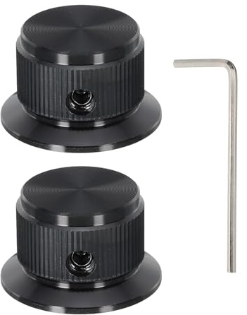 QUARKZMAN 2 Stück Drehknöpfe 6mm, Potentiometer Knopf Aluminiumlegierung Audio-Knopf mit Madenschraube für E-Gitarre Bass, Schwarz