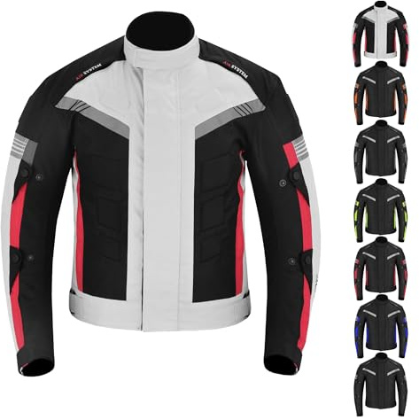 Vaster Moto Giacca da moto impermeabile CE Armor Cordura Moto Giacche Antivento Equipaggiamento di protezione completo del corpo schermato Autunno Estate Inverno per gli uomini, Argento, S