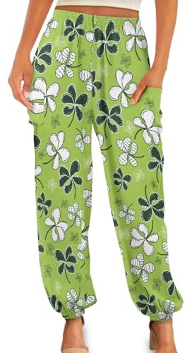 Gzzxiailg Happy St. Patrick's Day Tai Chi Pant for Womens Yoga Palazzo Harem Pants Long Baggy Sports Joggers High Waist Modal Bloomers Summer Clothing PJ