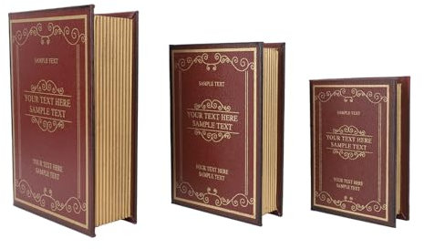 Cyrank Dekorative Bücherboxen aus Holz, Antike Buchdekorationen, Vintage-Buch-Aufbewahrungsbox, Künstliche Buchboxen, Leere Bücherbox, Buchförmige Box, Dekorative Boxen(Rot)