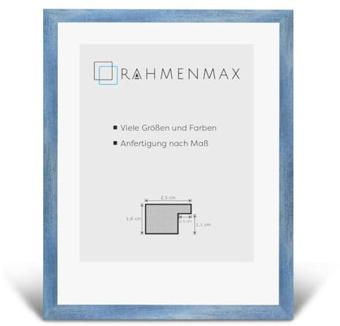 RahmenMax Skane Puzzlerahmen Bilderrahmen Posterrahmen 60 x 80 cm Hellblau gewischt Passgenau Handgefertigt inklusive klarer Acryl Verglasung