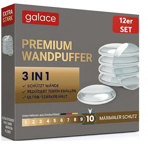 Galace Türstopper Wand selbstklebend Transparent 40mm 12er Set | Türpuffer als idealer Türschutz, Wandtürstopper, Türstopper Wand, Wandpuffer, Wandstopper