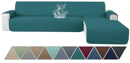 Ystyle Couch Überzug L Form 2 Sitzer wasserdichte, Sofa Cover L Shape Reversibel Universal, Sofabezug Ecksofa L Form Waschbar, Couchbezug L Form Kratzfester Für Katze Hund, Dunkelgrün