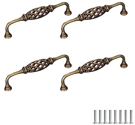FEEIMOL 4 Stück Antiker Vogelkäfig Griffe Traditioneller Schubladengriff Bogengriff Schrankgriffe Aus Metall Möbelknöpfe für Küche Schublade Badezimmer Türgriff 128mm