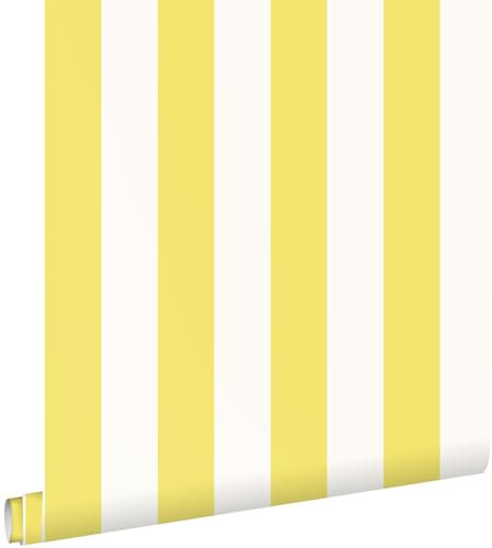 papier peint à rayures jaune et blanc 53 cm x 10.05 m - ESTAhome