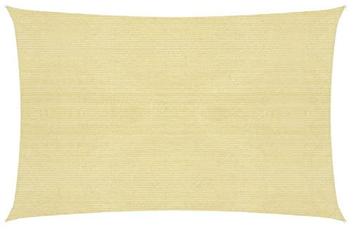 Sufrk Vela Parasole 160 g/m² Beige 4x5 m in HDPE,Tenda a Vela Impermeabile Rettangolare Vela Ombreggiante Parasole Protezione Raggi U V per Esterno Giardino terrazza