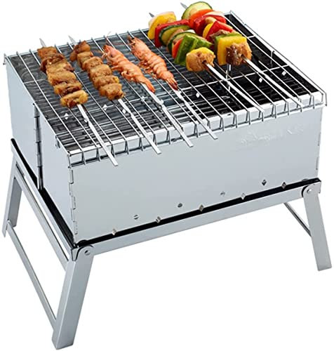 FHPEWXDG Parrilla de Gas Mini Parrilla de Barbacoa de Acero Inoxidable Parrilla de carbón Barbacoa Plegable portátil al Aire Libre, Parrillas de Barbacoa