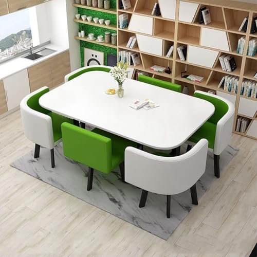 EpuzeR Modern Esstisch mit 6 Stühlen Set, Konferenztisch Küchentisch Esszimmertisch empfangtisch verhandlungstisch, Stuhlgröße: 67cm B * 45cm D * 75cm H(2)