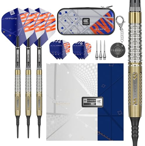 Target Darts Raymond Van Barneveld Chrono Softdarts, 95% Tungsten Dart Set, 18G/20G | Enthält Dart Case Takoma Wallet & Prfi Dart Zubehör, Pixel Softdartspitzen, Softdarts E-Dart