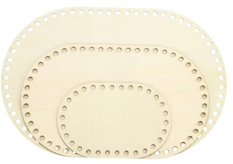 PATIKIL 3 Stück Gehäkelter Korbboden 30x20cm/25x15cm/15x10cm Rechteckig Korb Basis Holz zum Häkeln Holzboden mit Löchern Häkelkorb Zubehör für DIY Korbflechten Webbedarf Kunsthandwerk