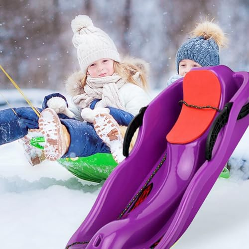 Two-Handle Children's Sledges, Winter Snow Sleds, Two-Person Padded Sledges, Winter Plastic Sled, Thickened Double Sled, Children's Sled, Sledges with Backrests