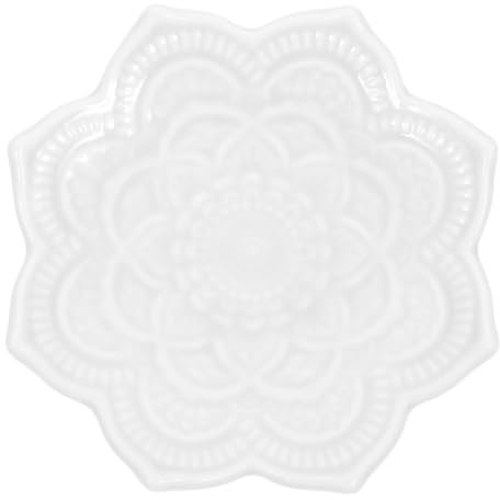 MAGICLULU Ceramic Mandala Flower Tray Jewelry Plate Decorative Tray for Bathroom Vanity Ceramic Trinket Dish for Rings and Earrings Sundries Storage Plate in Grey