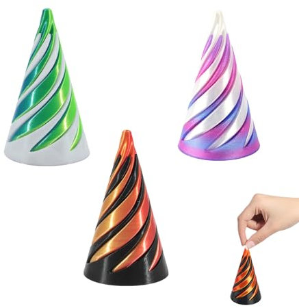 Varkage 3 Pcs Impossible Cone, Pyramid 3D Printed Spiral Cone Toy, Relief Anti Stress 3D Spirale, Spiral Cone Fidget Toy für Kinder und Erwachsene Geschenk