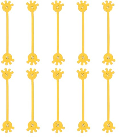 PATIKIL 10 PCS Magnetic Cable Ties, Cute Elastic Silicone Cable Ties Magnetic Hand Shape Cord Clip Cable Management Organizer for Office Home, Yellow