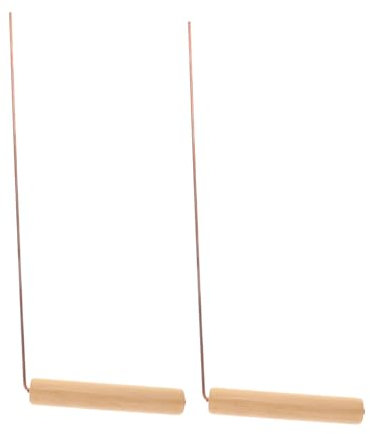 ERINGOGO Kit De Baguettes De Sourcier en Cuivre 2 Pièces pour Chasse Aux Fantômes Et Divination De l'eau, Poignées en Bois Naturel, Légères Et Portables, Outil De Prospection Aurifère Extérieur