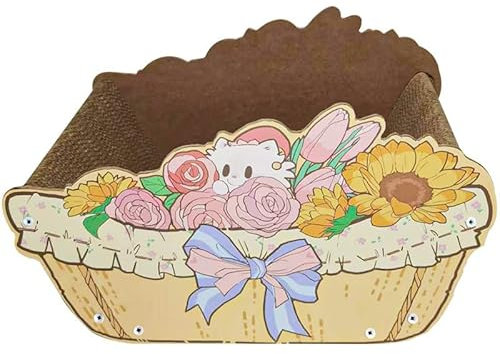 huanglyc-232 Rascador para Gatos Cesta de Flores Flor Gato rascador Nido Papel Corrugado Gato Juguete Gato Garra Tablero Garra de molienda Almohadilla para rascar