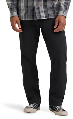 Wrangler Men's Straight Fit Flat Front Chino, Jet Black, 34W x 32L