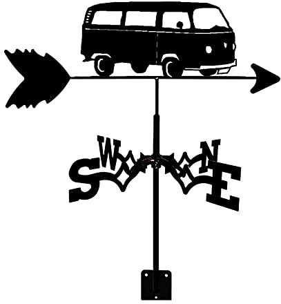 Girouette bus en acier inoxydable - Peinture en aérosol - Pour abris de jardin - Indicateur de direction du vent - Outil de mesure - Décoration de jardin