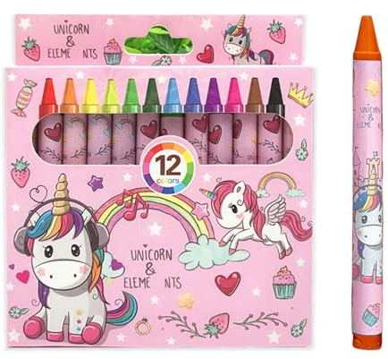 Caelura 12 Farben Wachsmalstifte, Einhorn Buntstifte, Wasserfeste Wachsmalstifte Schule, Buntstifte für Graffiti, DIY Handwerk, Malerei, Einhorn Party
