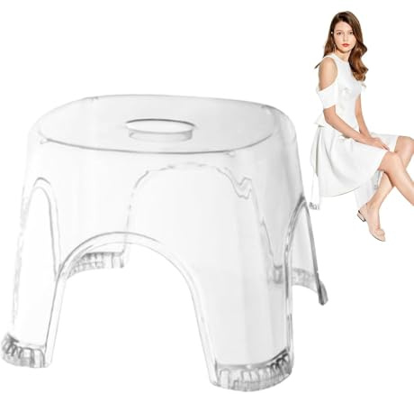 Transparenter Duschhocker – Hocker transparent rutschfest und wasserdicht – Badewannensitz, transparenter Sitz, Eckbank für Badezimmer, Nachttisch, kleine Duschräume, Trahocker