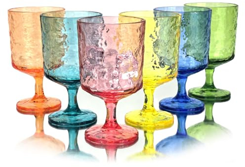 yongzhenlite Juego de 6 vasos de vino de plástico, 325 ml, copas de vino acrílicas iceberg para fiestas multiusos, sin BPA y duraderas (multicolor)