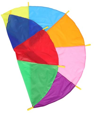HOOTNEE Buntes Schwungtuch Fallschirm mit Griffen Teamspiel für Kindergarten Outdoor Gruppenaktivitäten zur Förderung sozialer Kompetenz