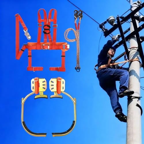 Electric Utility Pole Climbing Set, Adjustable Diameter Pole Climbing Shoes, Non Slip Climbing Pole Equipment for Smooth Pole Electric Pole(250 Model)