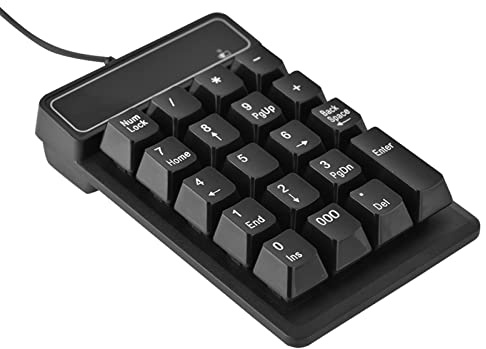 Qcwwy Teclado Numérico, Diseño Ergonómico de Abdominales, Teclado Numérico con Cable USB de 19 Teclas para Trabajadores de Oficina, Escritura Rápida para Usuarios de PC