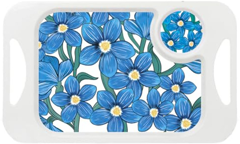 Rosa Lifestyle Blue Floral Lightweight Melamine Snack Tray with Handles - Rectangular 33.8cm x 20.6cm - Lightweight Tea & Sandwich Tray - 345g
