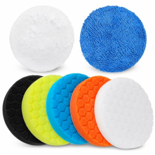 Polierschwamm 150mm Klett - 7tlg Auto Polierpads Set | Schraubenausdreher Set zum Entfernen von Beschädigten Verrosteten Schrauben Bolzen Muttern für Autoreparaturtechniker