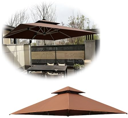 LMVYUVLF Toile de Rechange for Parasol de marché - Tissu imperméable à revêtement en Feuille de lotu - Couleurs résistantes et résistant à l'usure (9,8 x 9,8 pi)(Browns)
