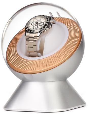 VelutsTech Single Watch Winder Box - Ultra Quiet Automatic Watch Winder with LED Light & Adjustable Pillow, Auto-On When Opened, Compatible with Rolex & All Automatic Watches