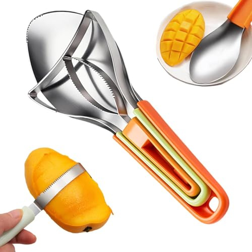 Mango Schneidwerkzeug | Gezackte Manuelle Küchenhelfer | Obstschneider, Mangoschneider und Entsteiner,für Zuhause Wohnung Camping Picknick Innenbereich und Außenbereich Avocado Kiwi Cantaloupe-Melone