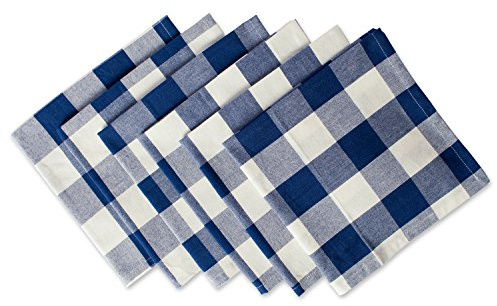 DII Buffalo Check Collection, Classic Farmhouse Cloth Napkin Set, 20x20, Navy & Cream, 6 Piece