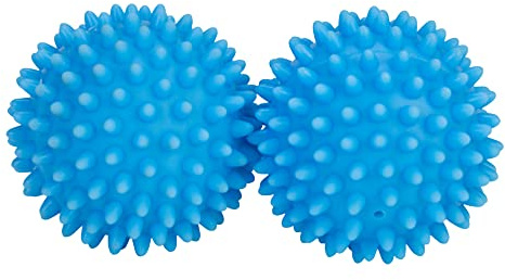 Smart Design Plastic Dryer Balls with Spikes - Set of 2 - Fabric Softener - Eliminates Wrinkles and Reduces Static - for Laundry, Clothes, Fabrics - Blue