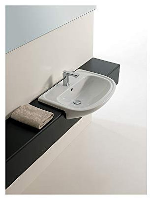 Lavandino lavabo semi incasso modello apollo 66x49 cm in ceramica bianco
