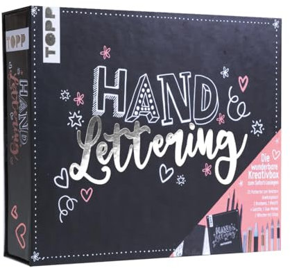 Handlettering - Die wunderbare Kreativbox: Rundum-Set zum Handlettering mit Anleitungsheft, Postkartenblock, Brush Pens, Gelschreibern, Bleisstift, Glue-Marker und Glitzer