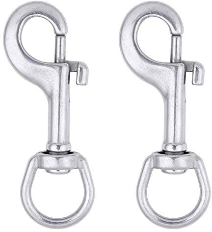 2Stück Karabinerhaken mit Oval Drehgelenk Ringe, Schnapphaken Karabiner aus Edelstahl für Hundeleinen/Paracord/Schlüsselanhänger/Tauchen Haken (2 Stück Silber,100mm)