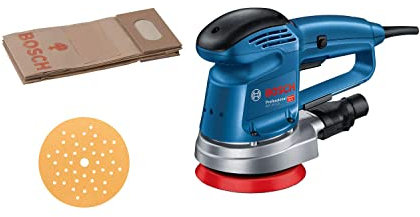 Bosch Professional Exzenterschleifer GEX 34-125 (inkl. Schleifteller-⌀ 125mm, Schleifblatt C470 für Holz, Absaug-Adapter, Papierstaubbeutel)